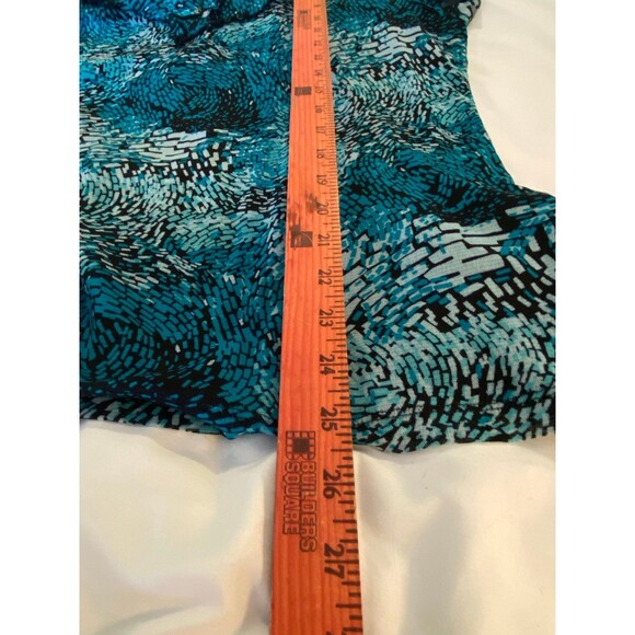 212 Womens Blouse Plus Size XL Top Short Sleeved ShirtTurquoise Flowy Ruffle - Picture 9 of 9